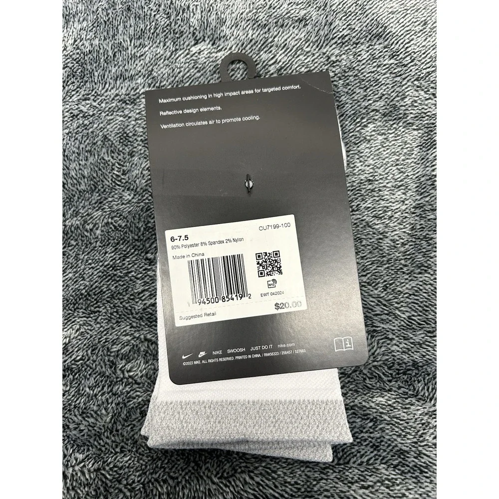 Nike Mens 6-7.5 W 7.5-9 White Spark Cushioned Ankle Socks